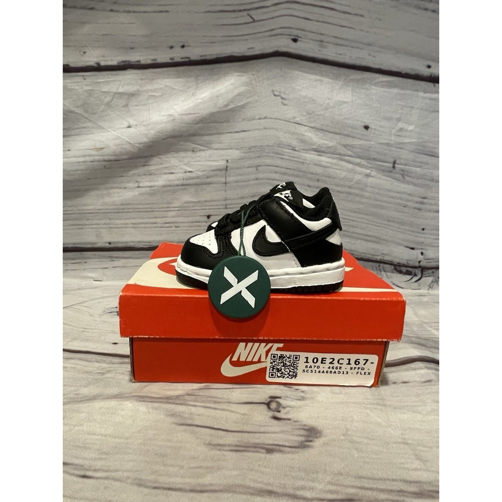 Nike Dunk Low (TDE) Toddler Sneakers Black/White Leather 2C CW1589-100